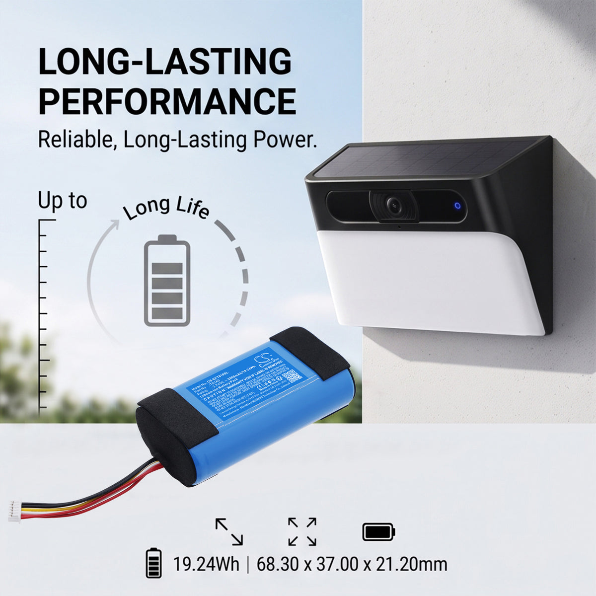 Replacement Battery for Eufy S120 Solar Wall Light Cam – Home Security Camera – 5200mAh / 3.7V