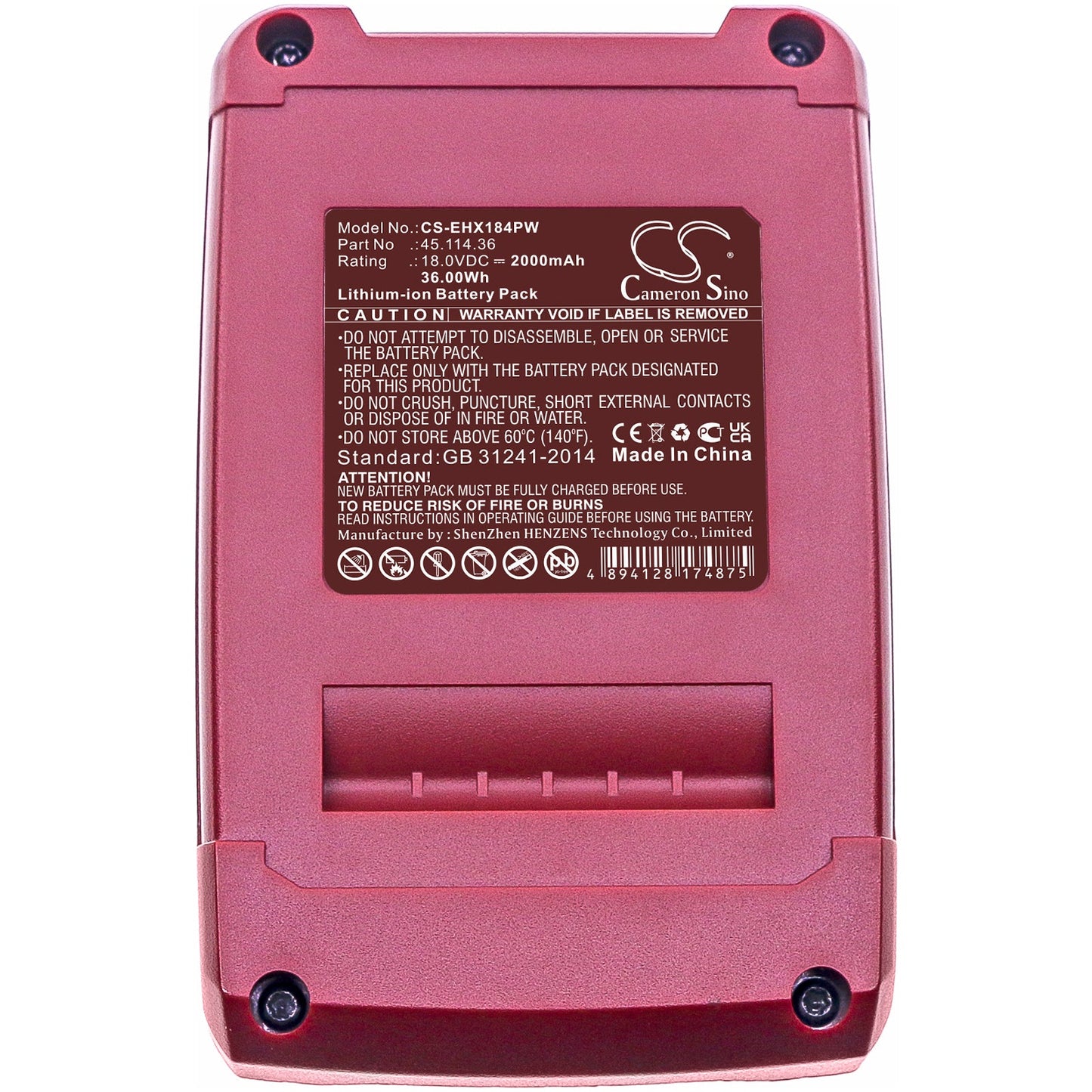 Replacement Battery for Kraftixx  KX-AHE 1820 Li Solo – Power Tools – 2000mAh / 36.00Wh / 18.0V