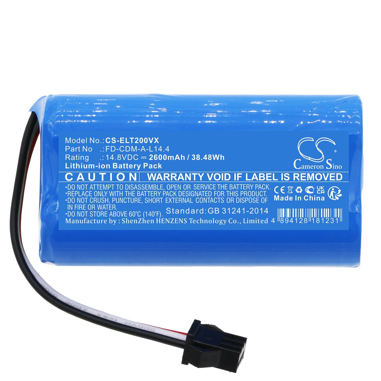 Replacement Battery for Elfbot  C1 – Vacuum – 2600mAh / 38.48Wh / 14.8V