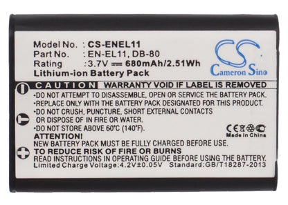 Replacement Battery for Sanyo  Xacti DMX-E10 – Camera – 680mAh/2.5Wh / 3.7V