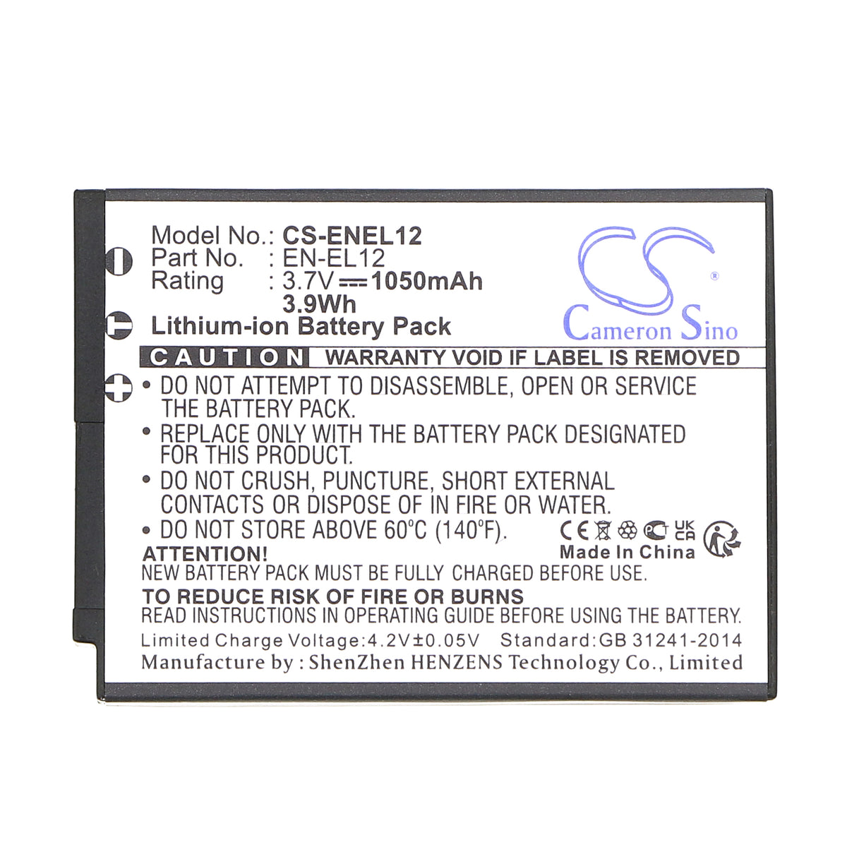 Replacement Battery for NiKon Coolpix S610 – Camera – 1050mAh / 3.7V