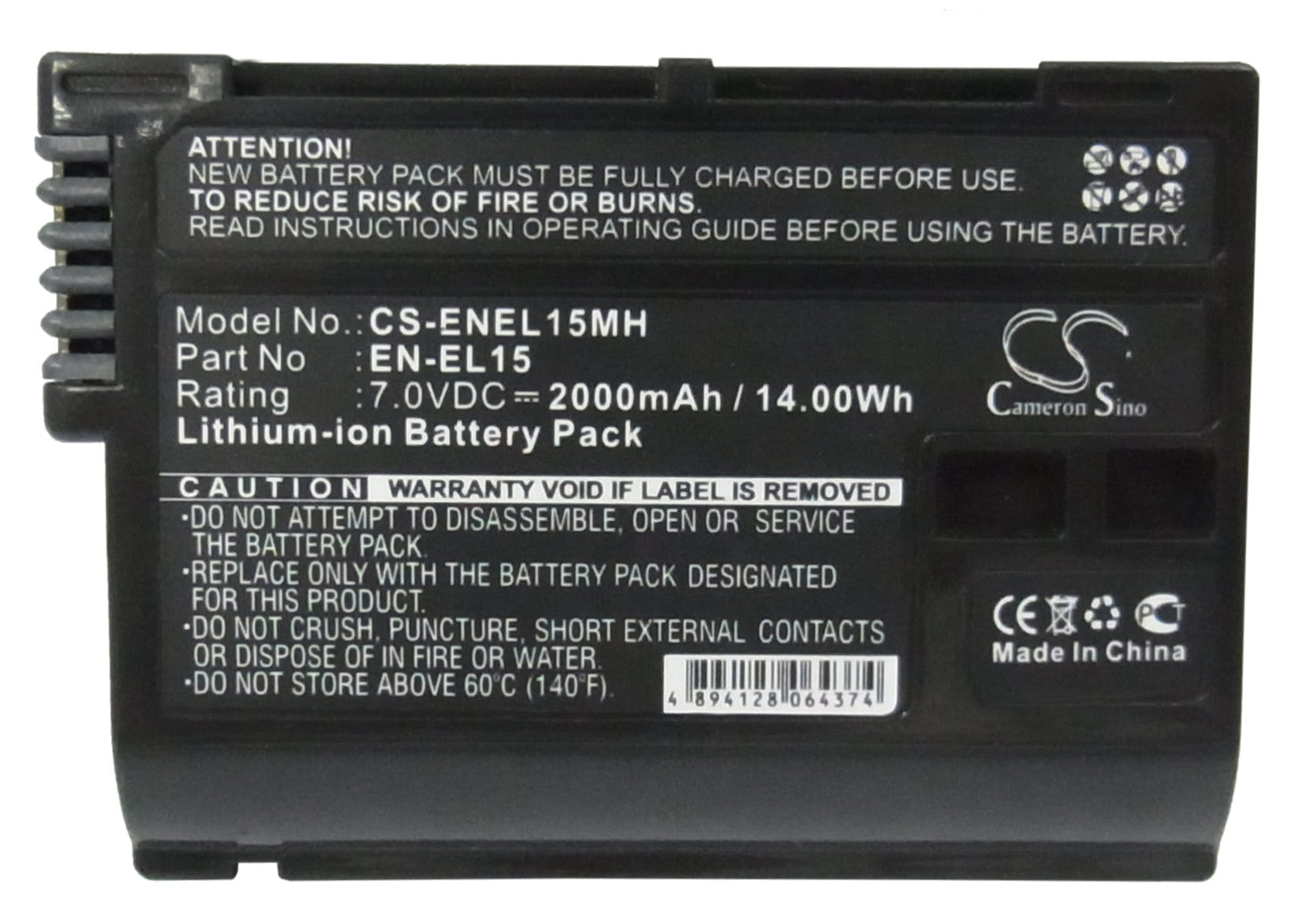 Replacement Battery for Nikon  1 V1 – Camera – 2000mAh / 14.00Wh / 7.0V
