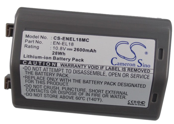 Replacement Battery for Nikon  D4 DSLR – Camera – 2600mAh / 28.08Wh / 10.8V