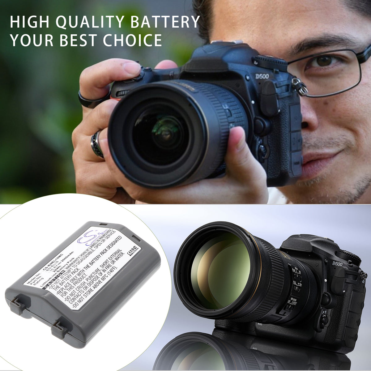 Replacement Battery for NiKon D4 DSLR – Camera – 2600mAh / 10.8V
