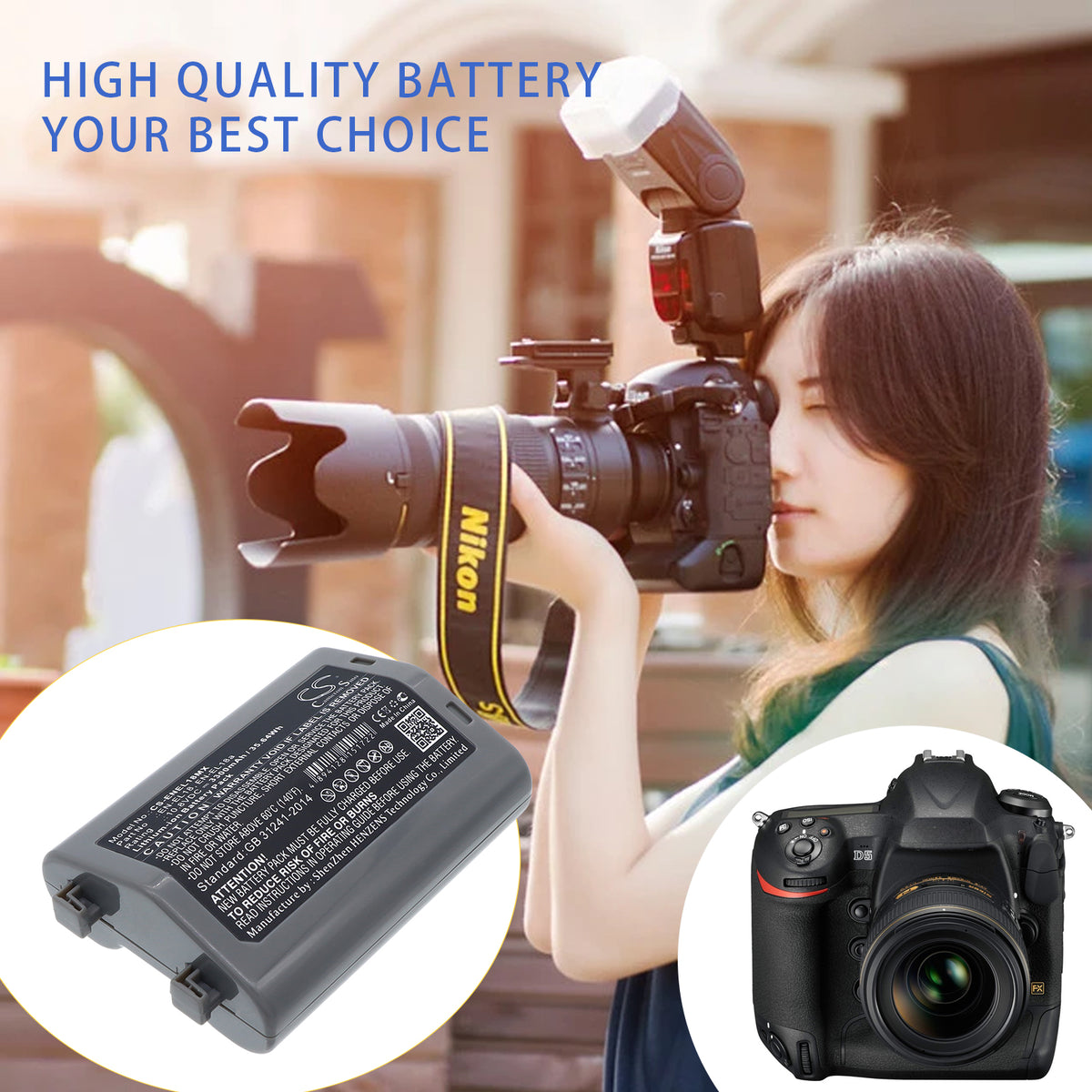 Replacement Battery for NiKon D4 DSLR – Camera – 3300mAh / 10.8V