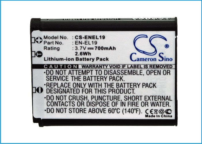 Replacement Battery for NIKON  Coolpix S100 – Camera – 700mAh / 2.59Wh / 3.7V