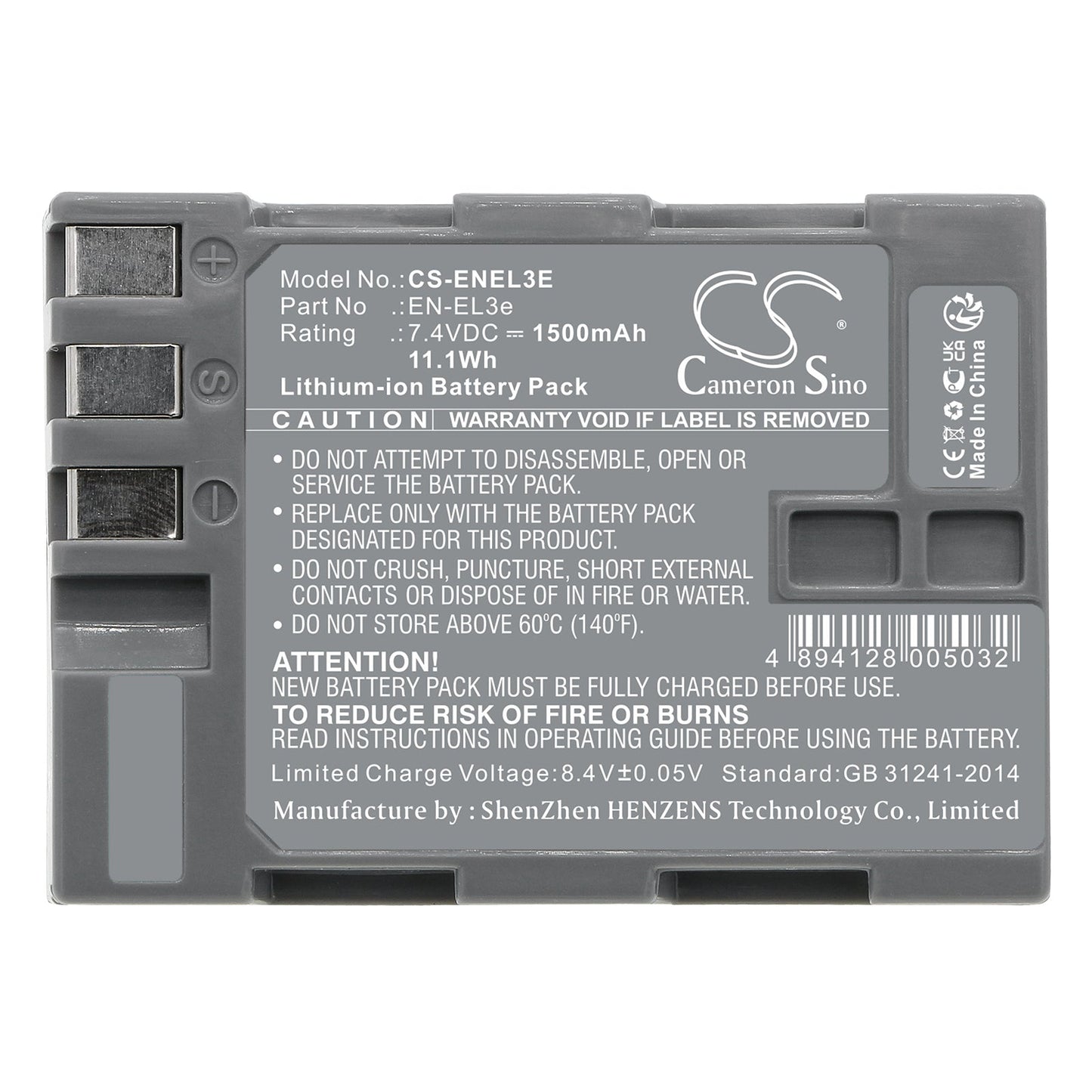 Replacement Battery for NIKON  D100 – Camera – 1500mAh / 11.1Wh / 7.4V