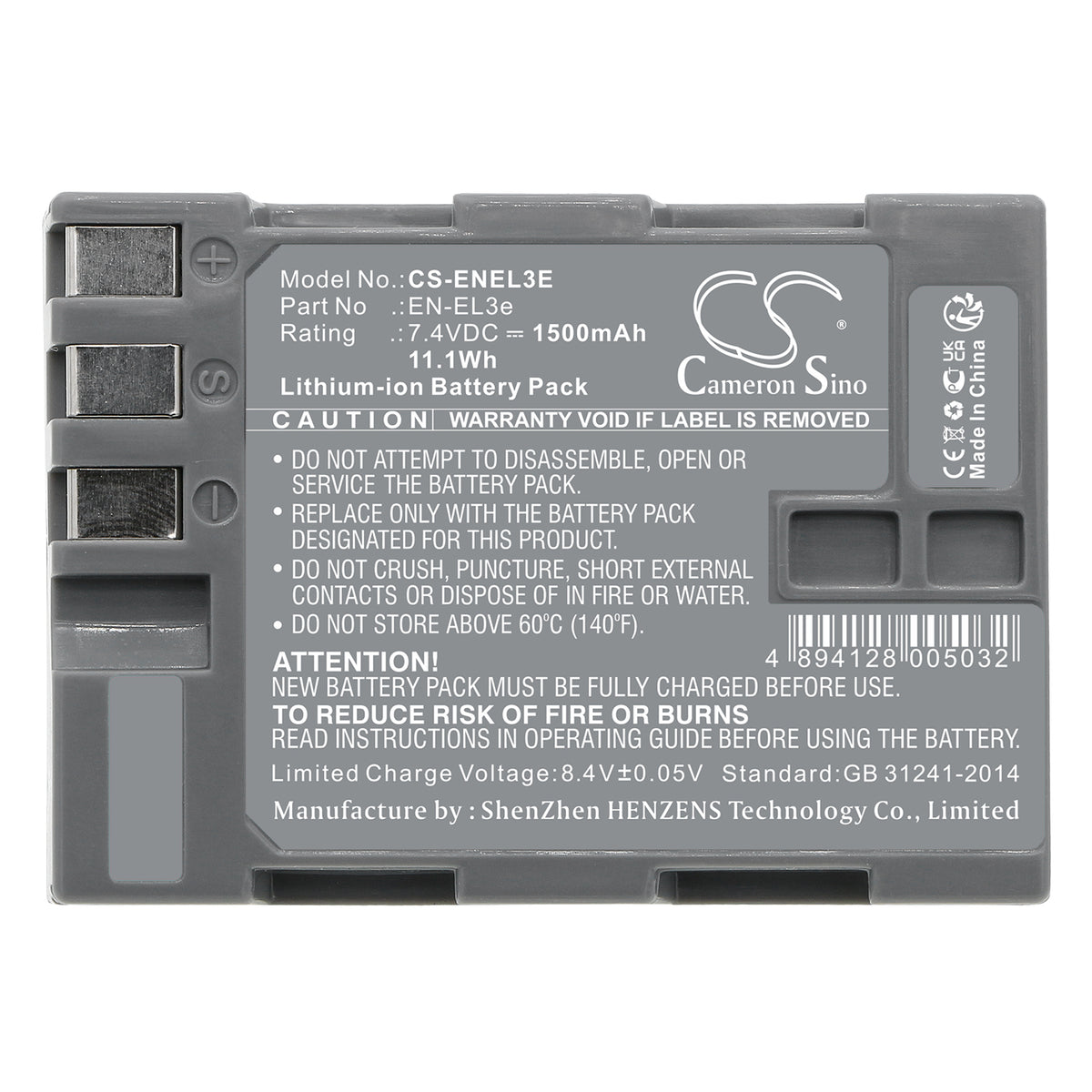 Replacement Battery for NiKon D100 – Camera – 1500mAh / 7.4V