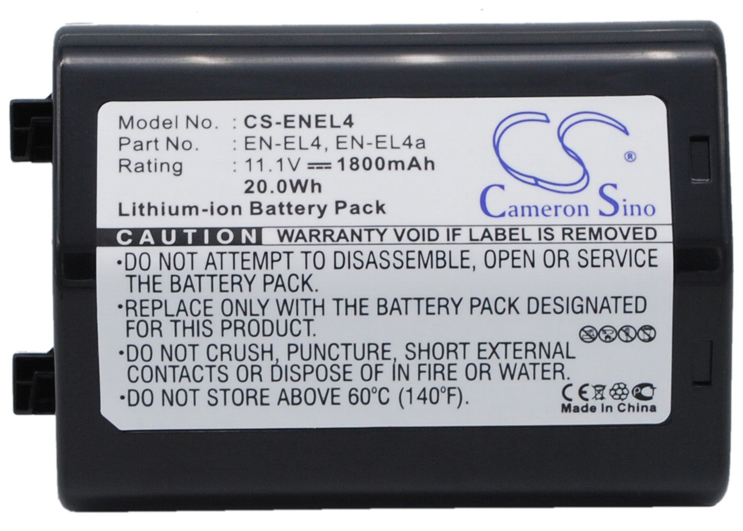 Replacement Battery for NIKON  
D2Hs – Camera – 1800mAh/19.9Wh / 11.1V