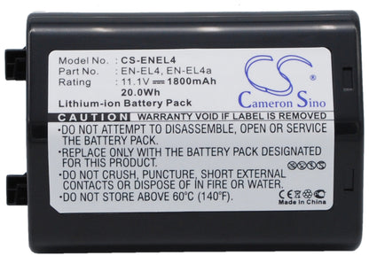 Replacement Battery for NIKON  
D2Hs – Camera – 1800mAh/19.9Wh / 11.1V
