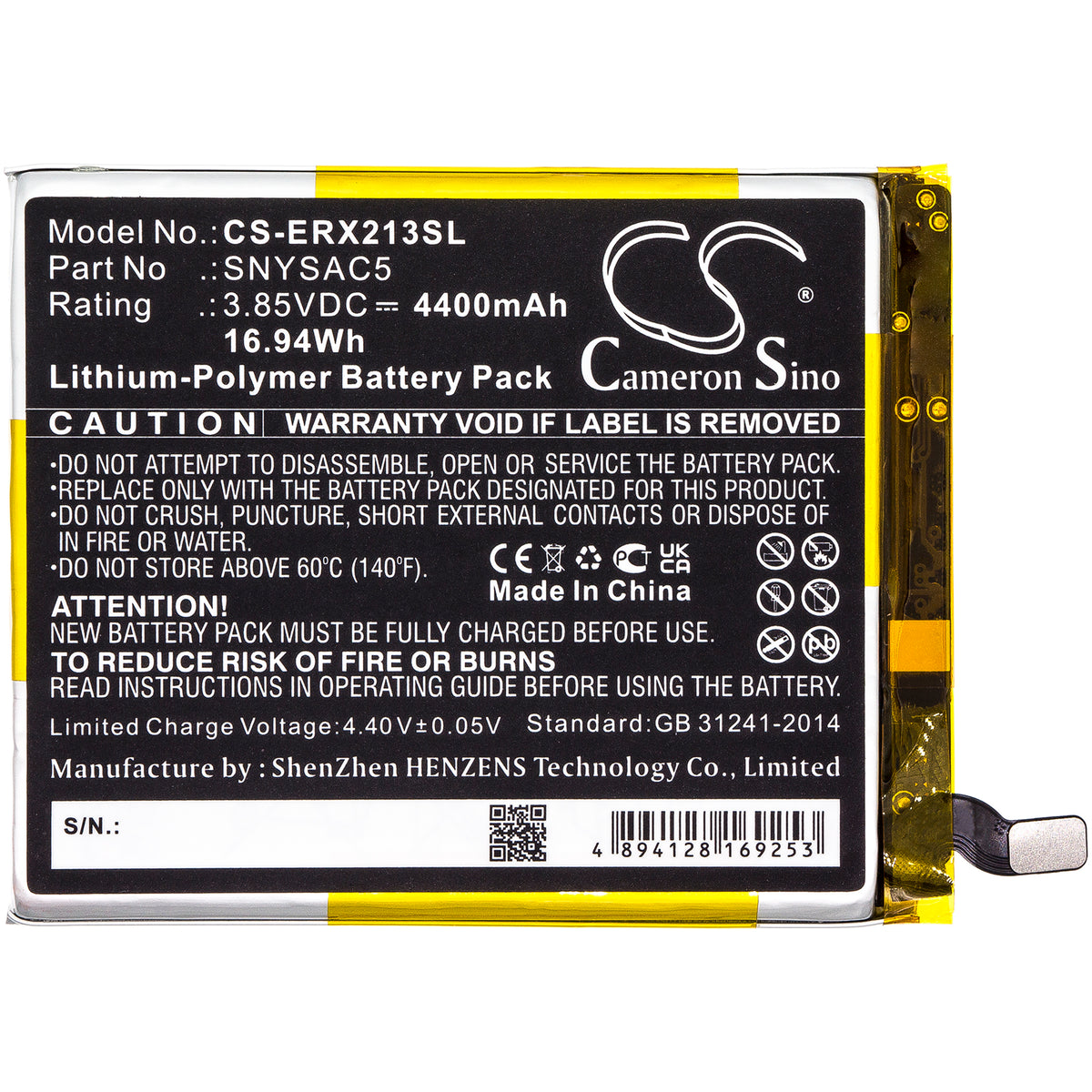 Replacement Battery for Sony Xperia 10 III 5G – Mobile, SmartPhone – 4400mAh / 3.85V