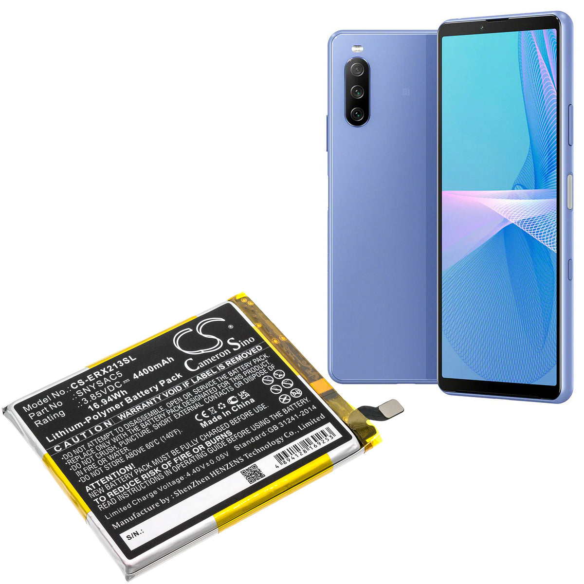 Replacement Battery for Sony Xperia 10 III 5G – Mobile, SmartPhone – 4400mAh / 3.85V