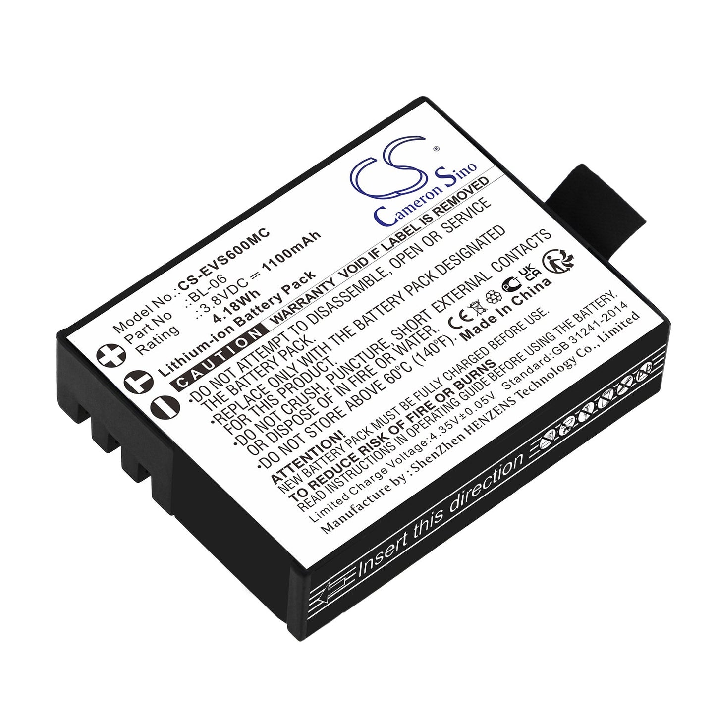 Replacement Battery for EZVIZ  S1c – Camera – 1100mAh / 4.18Wh / 3.8V