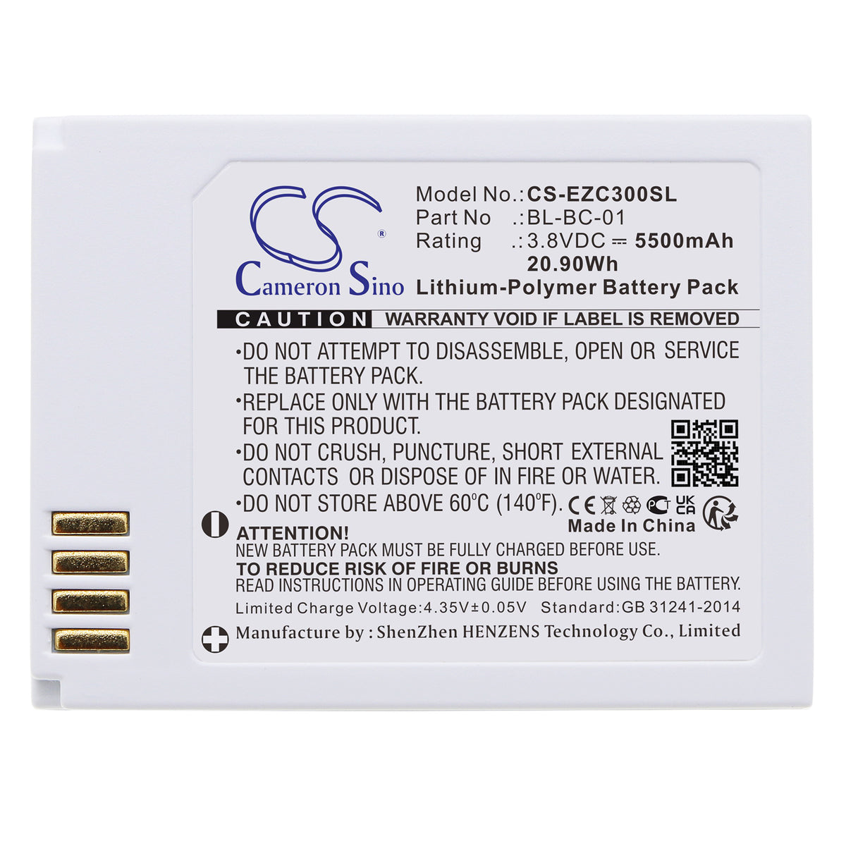 Replacement Battery for Ezviz C3A – Home Security Camera – 5500mAh / 3.8V