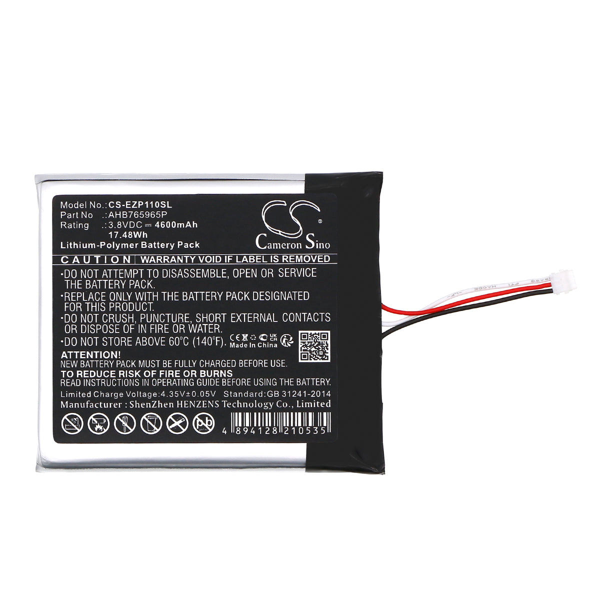 Replacement Battery for Ezviz CS-DP1C-4A1WPFBSR – Home Security Camera – 4600mAh / 3.8V