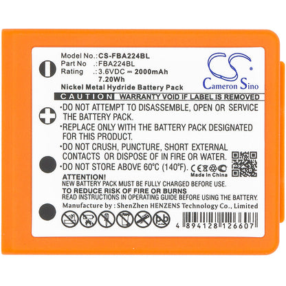Replacement Battery for HBC  FBFUB09N – Crane Remote Control – 2000mAh / 7.20Wh / 3.6V