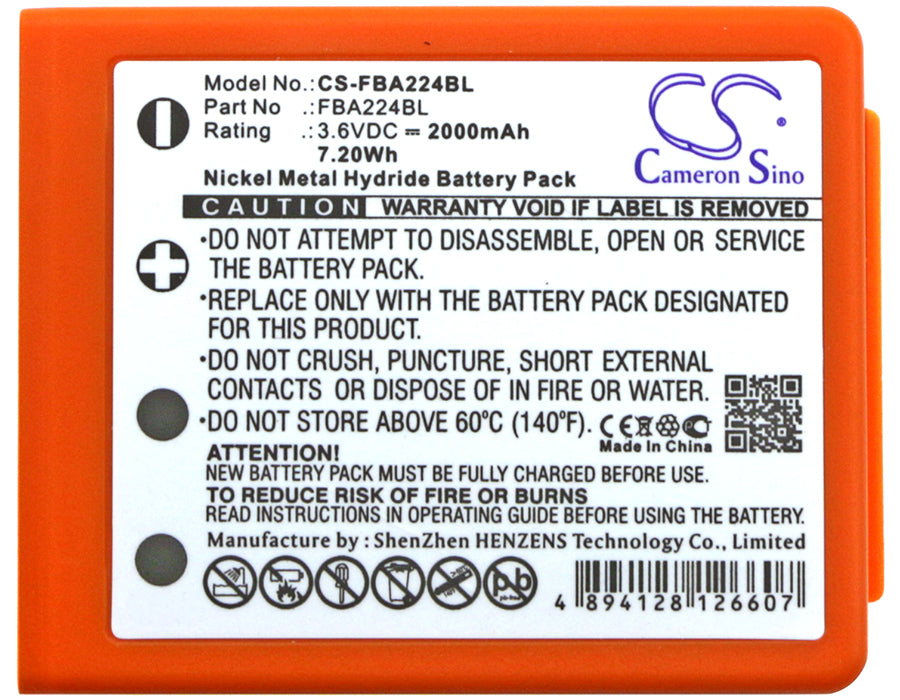 Replacement Battery for HBC  FBFUB09N – Crane Remote Control – 2000mAh / 7.20Wh / 3.6V