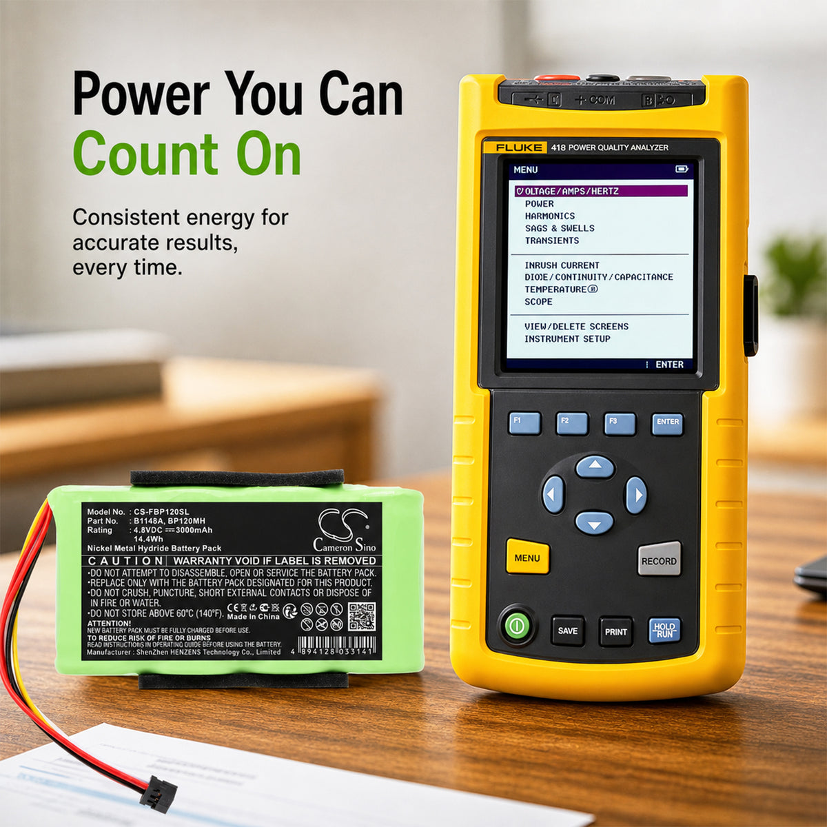 Replacement Battery for Fluke Scopemeter 120 – Equipment, Survey, Test – 3000mAh / 4.8V