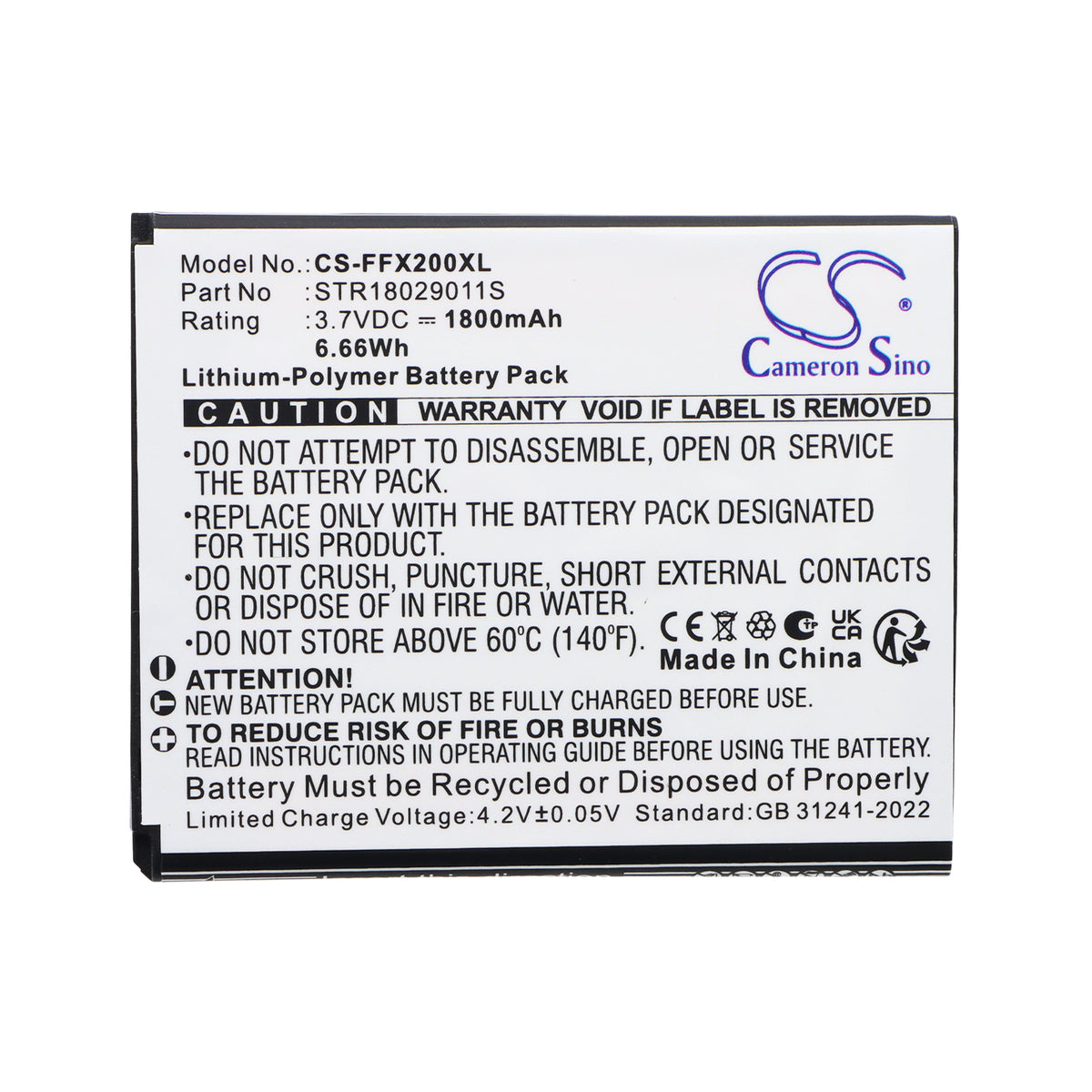 Replacement Battery for FAMOCO FX100 – ID Card Reader – 1800mAh / 3.7V