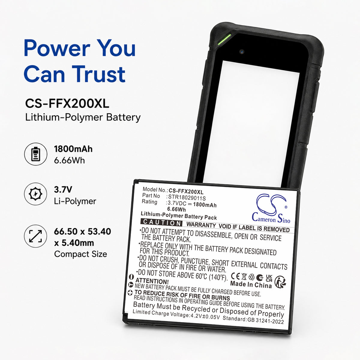 Replacement Battery for FAMOCO FX100 – ID Card Reader – 1800mAh / 3.7V