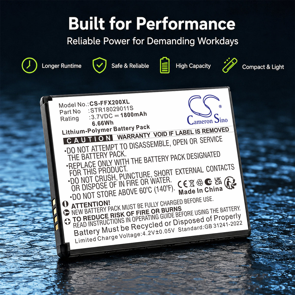 Replacement Battery for FAMOCO FX100 – ID Card Reader – 1800mAh / 3.7V
