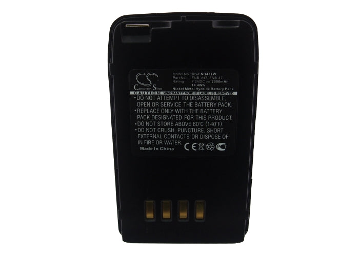Replacement Battery for Vertex  FT10R – Two-Way Radio – 2000mAh / 14.40Wh / 7.2V