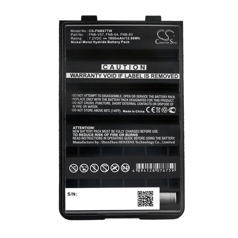 Replacement Battery for Retevis  – Two-Way Radio – 1800mAh / 12.96Wh / 7.2V