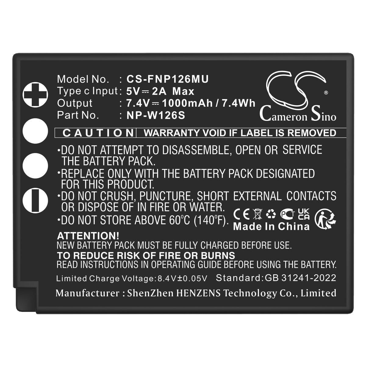 Replacement Battery for Fujifilm FinePix HS30EXR – Camera – 1000mAh / 7.4V