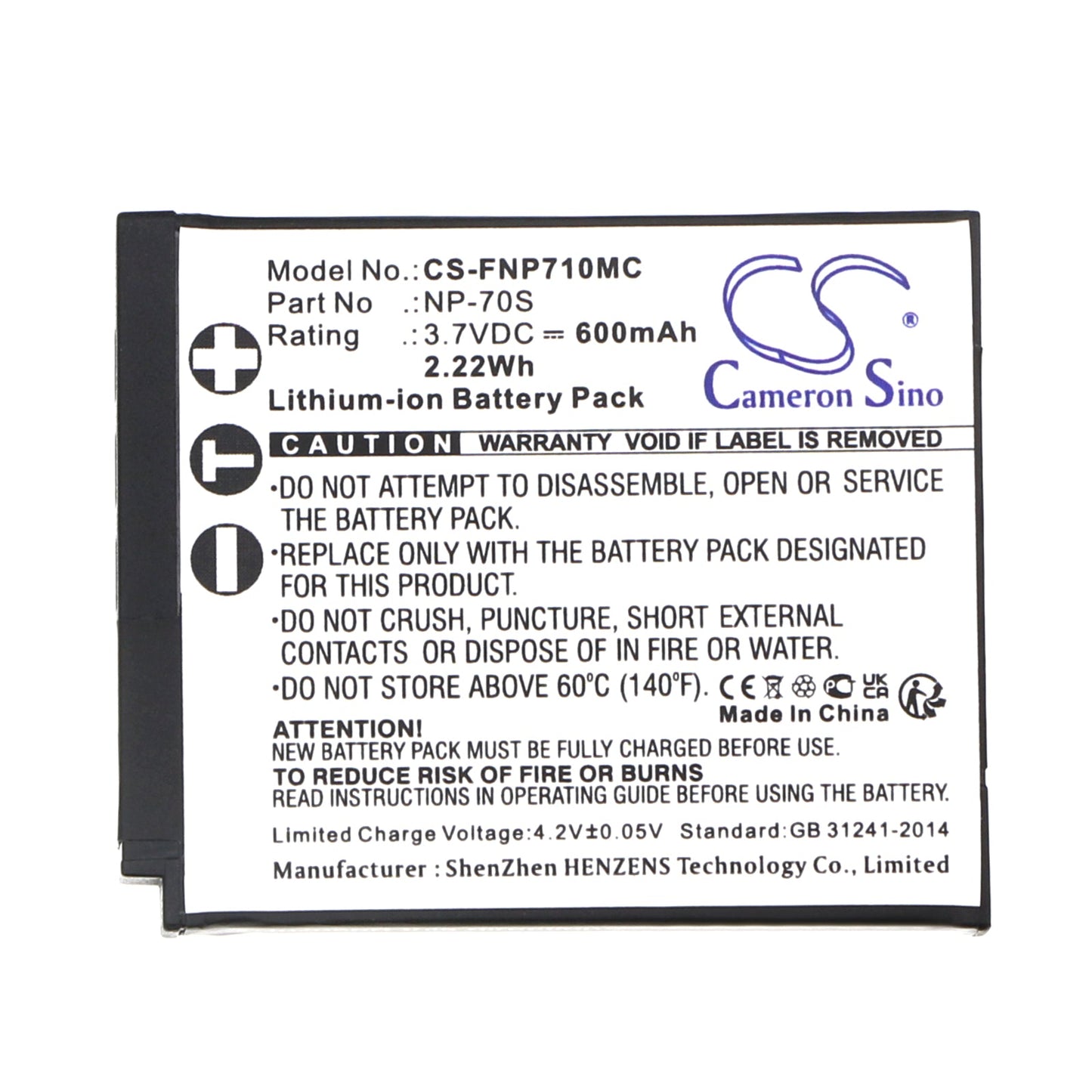Replacement Battery for Fujifilm  Instax Mini 99 – Camera – 600mAh / 2.22Wh / 3.7V