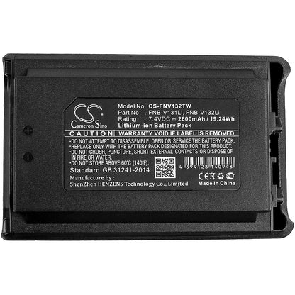 Replacement Battery for Vertex  VX-230 – Two-Way Radio – 2600mAh / 19.24Wh / 7.4V
