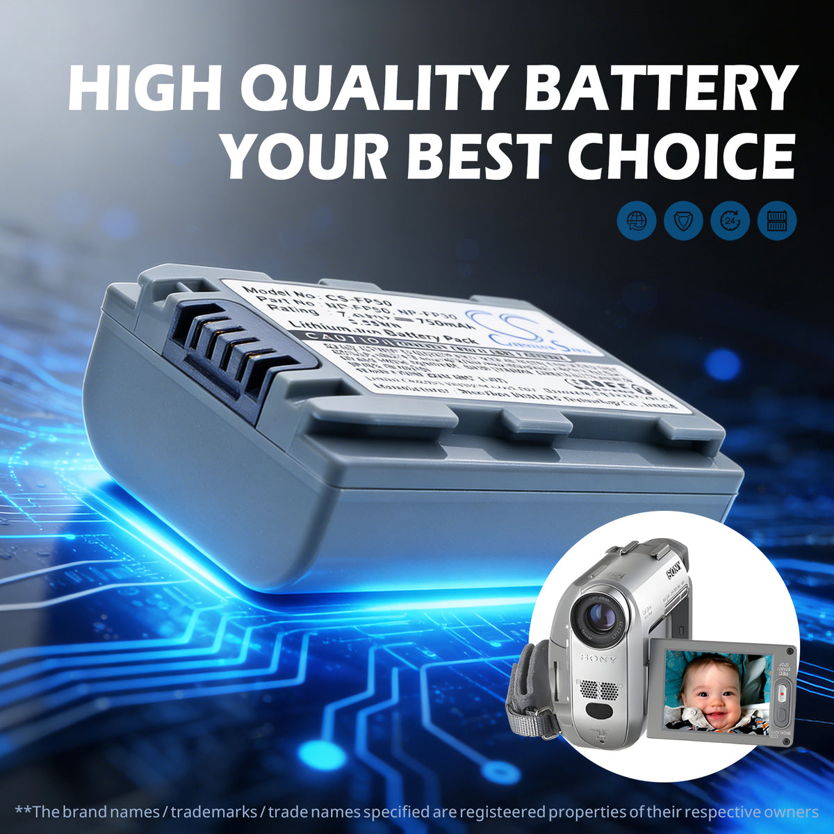 Replacement Battery for Sony DCR-SR40 – Camera – 750mAh / 7.4V
