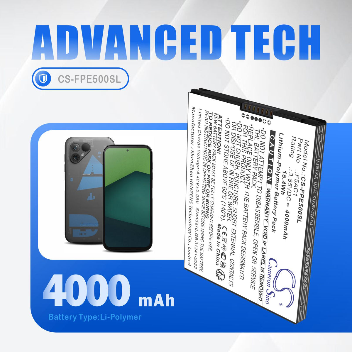 Replacement Battery for Fairphone 5 – Mobile, SmartPhone – 4000mAh / 3.85V