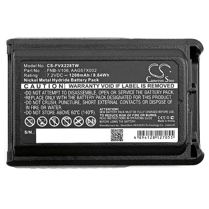 Replacement Battery for Vertex  VX-228 – Two-Way Radio – 1200mAh / 8.64Wh / 7.2V
