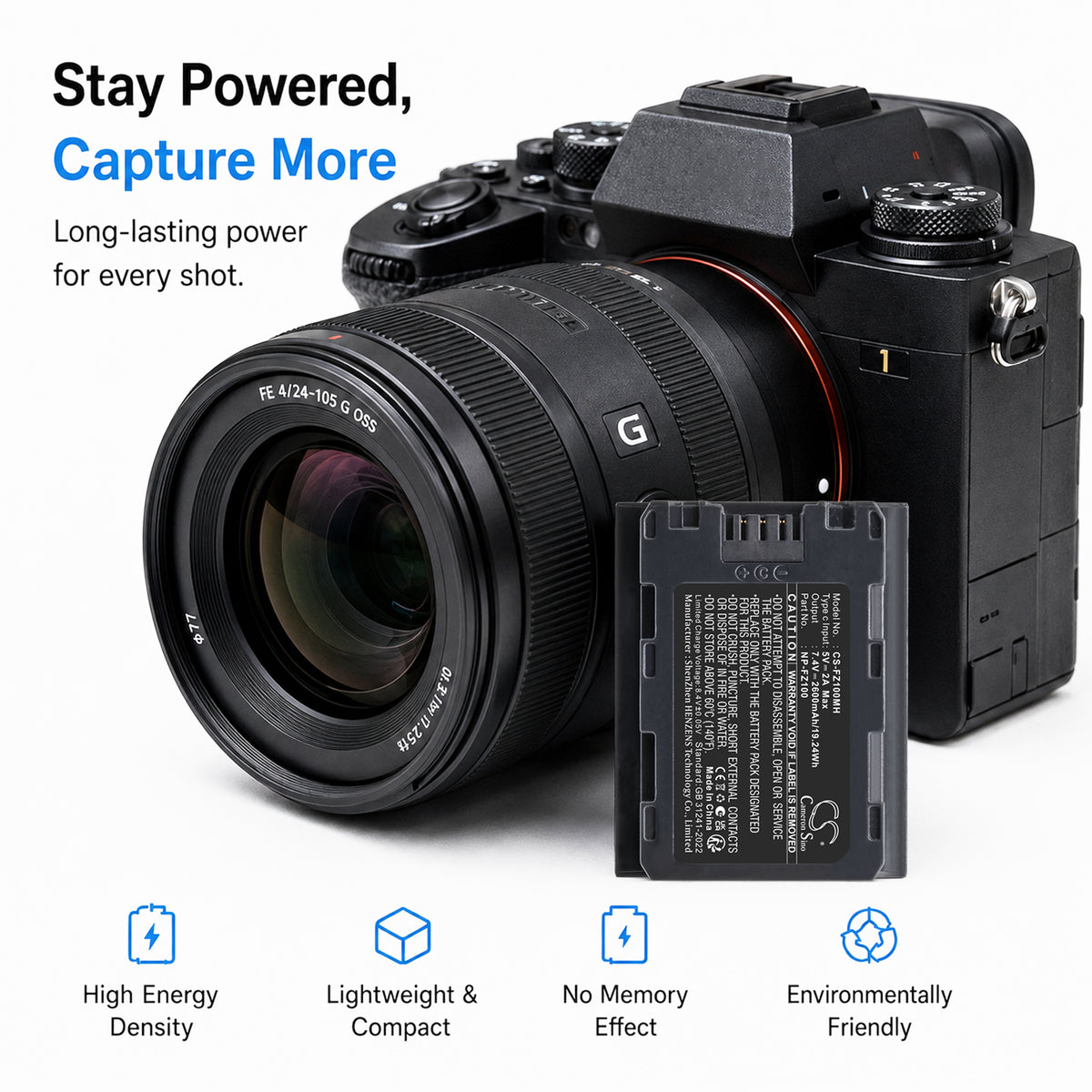 Replacement Battery for Sony A7 Mark 3 – Camera – 2600mAh / 7.4V