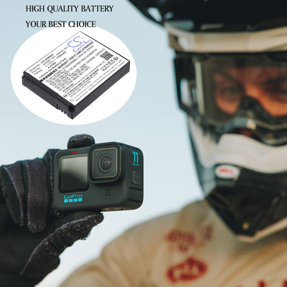 Replacement Battery for GoPro Hero – Camera – 1100mAh / 3.7V