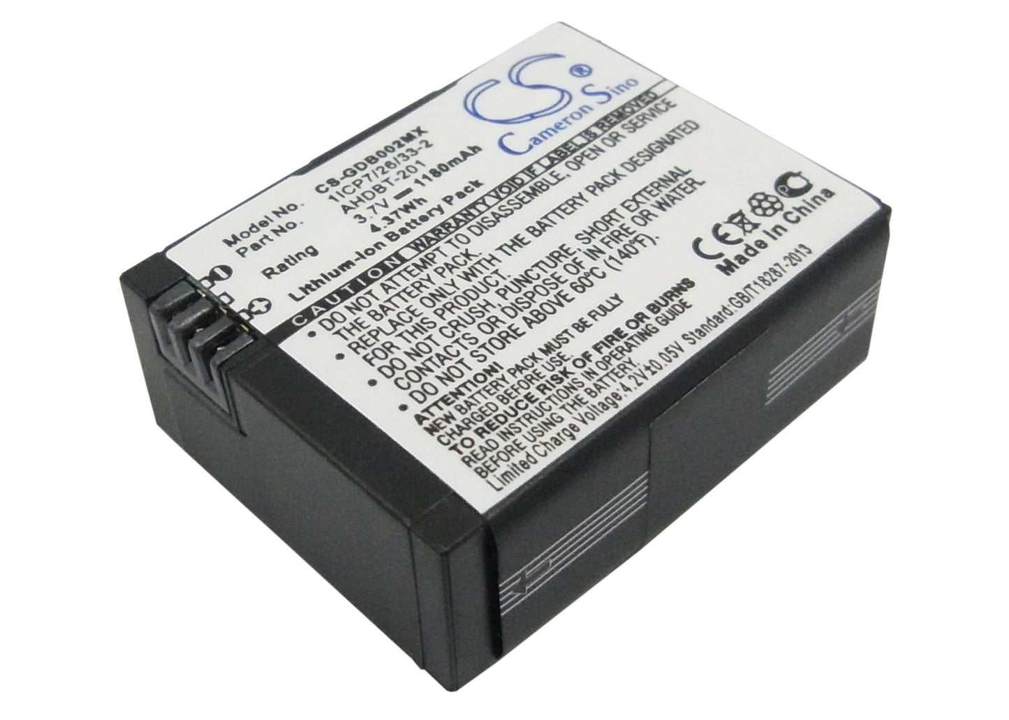 Replacement Battery for GoPro  HD Hero3 Black Edition – Camera – 1180mAh / 4.37Wh / 3.7V