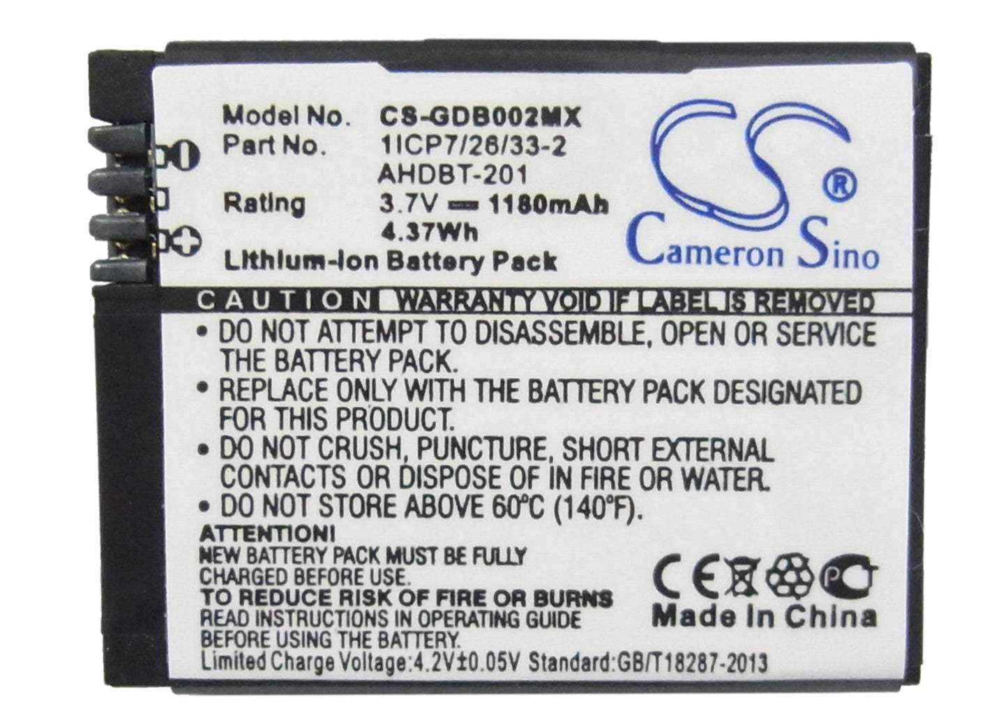 Replacement Battery for Rollei  AC420 – Camera – 1180mAh / 4.37Wh / 3.7V