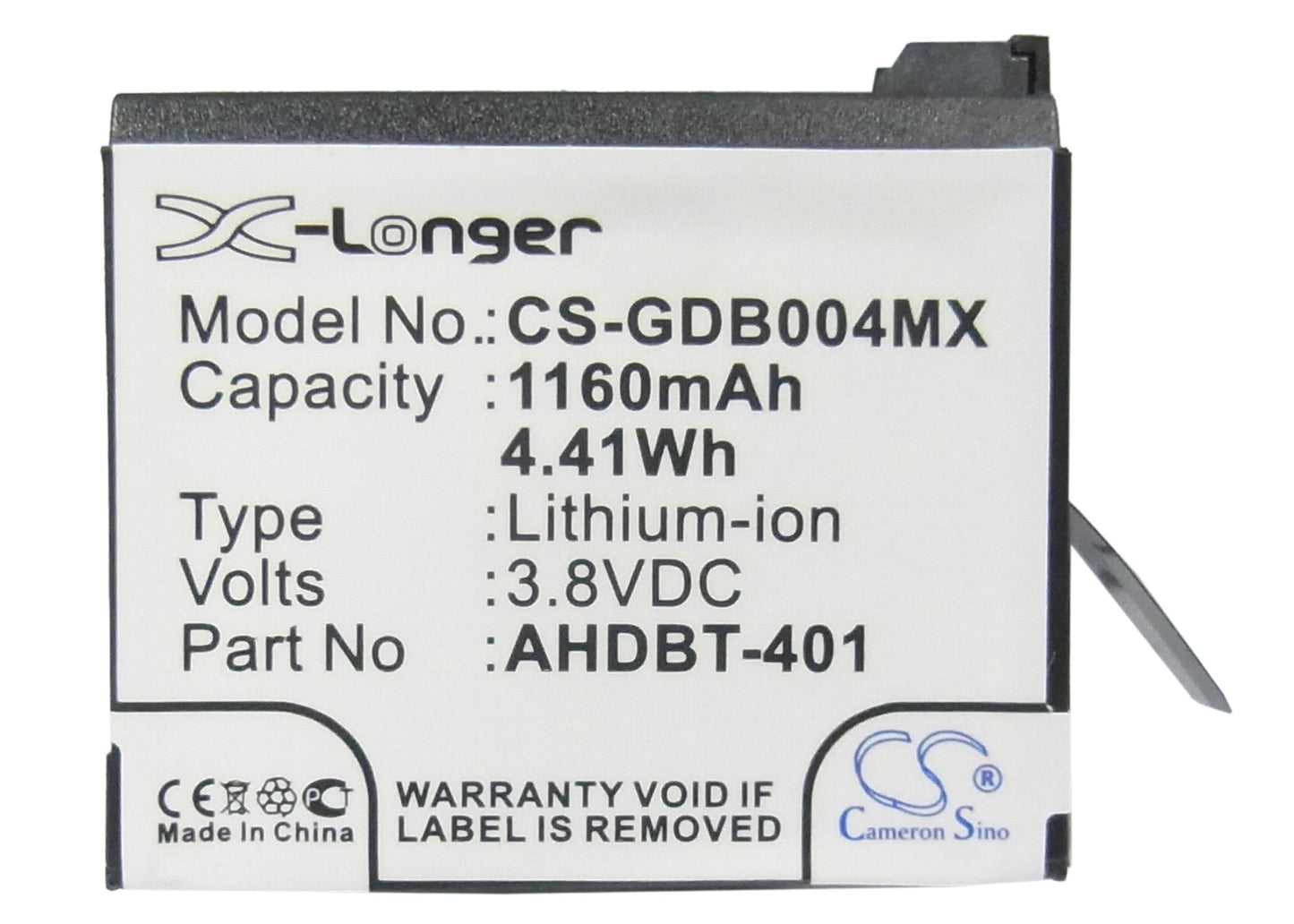 Replacement Battery for Gopro  Hero 4 – Camera – 1160mAh / 4.41Wh / 3.8V