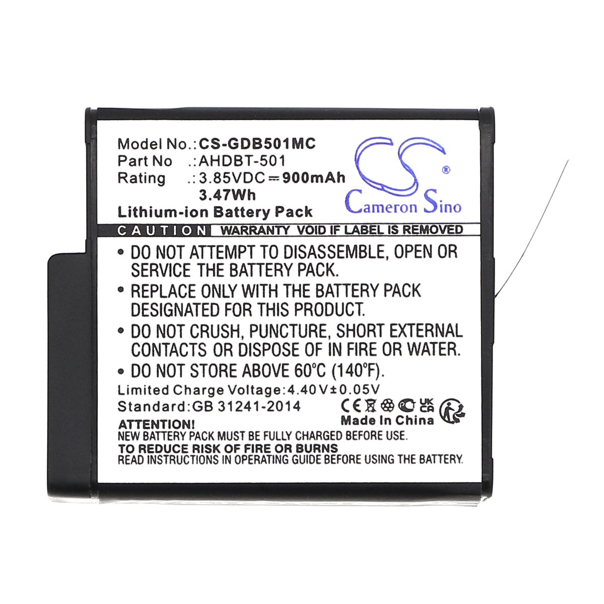 Replacement Battery for GoPro Hero 5 – Camera – 900mAh / 3.85V