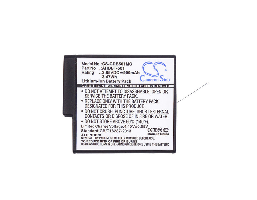 Replacement Battery for GoPro  601-10197-00 – Camera – 900mAh / 3.47Wh / 3.85V