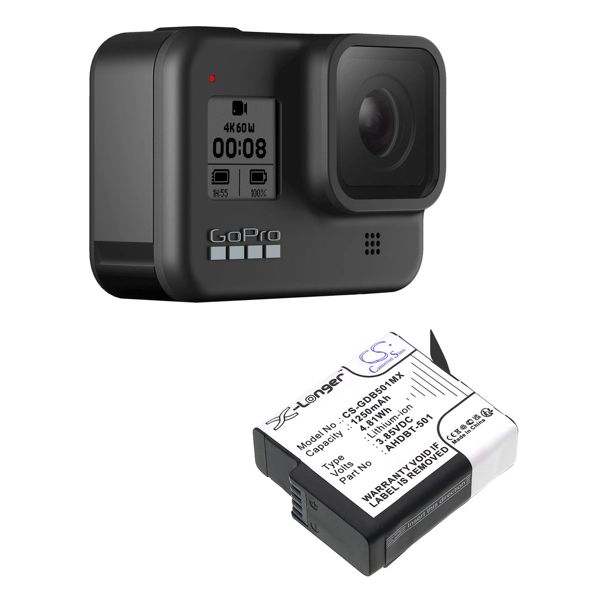 Replacement Battery for GoPro Hero 5 – Camera – 1250mAh / 3.85V