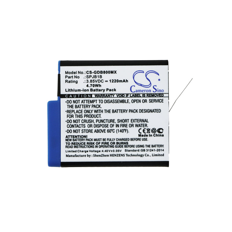 Replacement Battery for GoPro  601-10197-00 – Camera – 1220mAh / 4.70Wh / 3.85V
