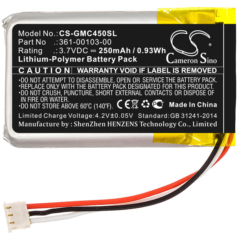Replacement Battery for Garmin  Dash Cam 45 – Dashcam – 250mAh / 0.93Wh / 3.7V