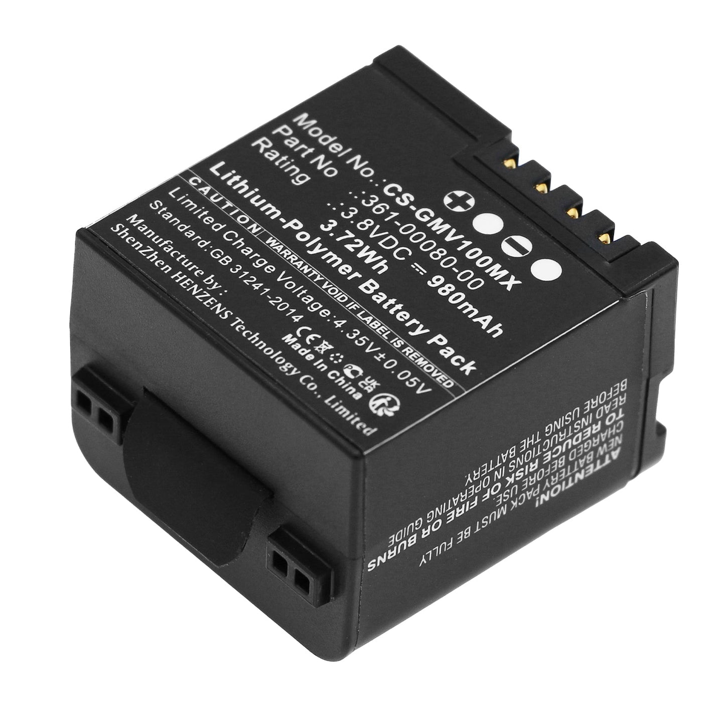 Replacement Battery for Garmin  Virb X – Camera – 980mAh / 3.72Wh / 3.8V