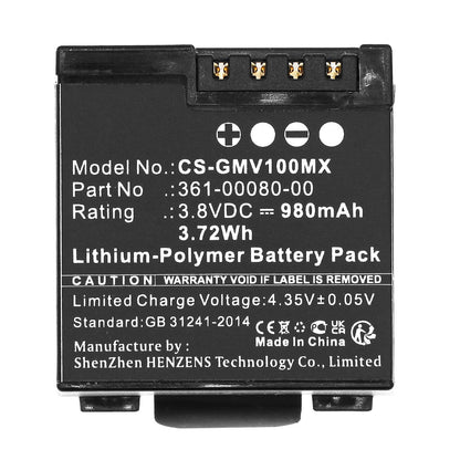 Replacement Battery for Garmin  Virb X – Camera – 980mAh / 3.72Wh / 3.8V