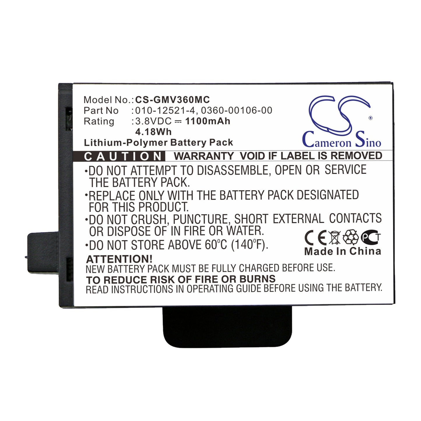 Replacement Battery for Garmin  Virb 360 – Camera – 1100mAh / 4.18Wh / 3.8V
