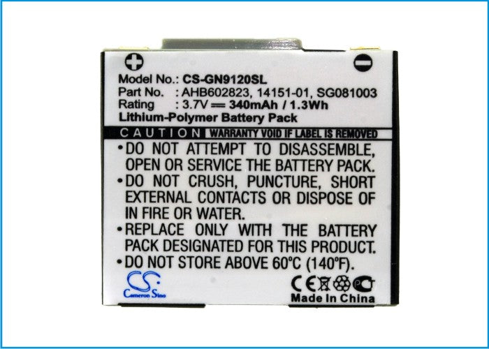 Replacement Battery for GN  Netcom 9120 – Wireless Headset – 340mAh / 1.26Wh / 3.7V