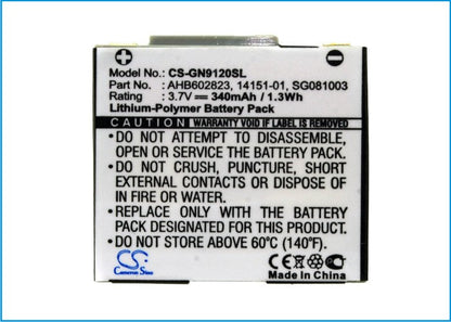Replacement Battery for GN  Netcom 9120 – Wireless Headset – 340mAh / 1.26Wh / 3.7V