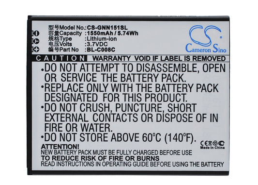 Replacement Battery for GIONEE GN151 – Mobile, SmartPhone – 1550mAh / 3.7V
