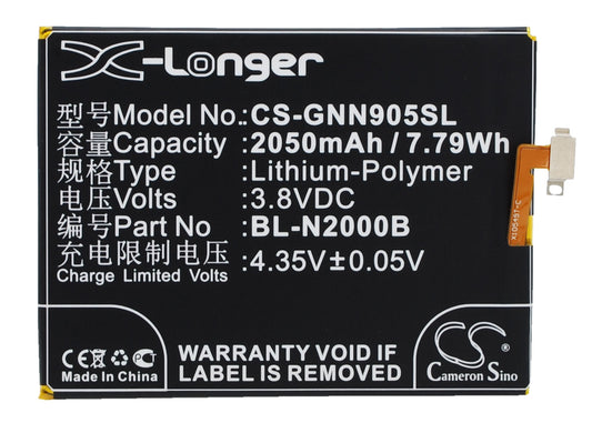 Replacement Battery for BLU | GIONEE | Fly VIVO AIR – Mobile, SmartPhone – 2050mAh / 3.8V